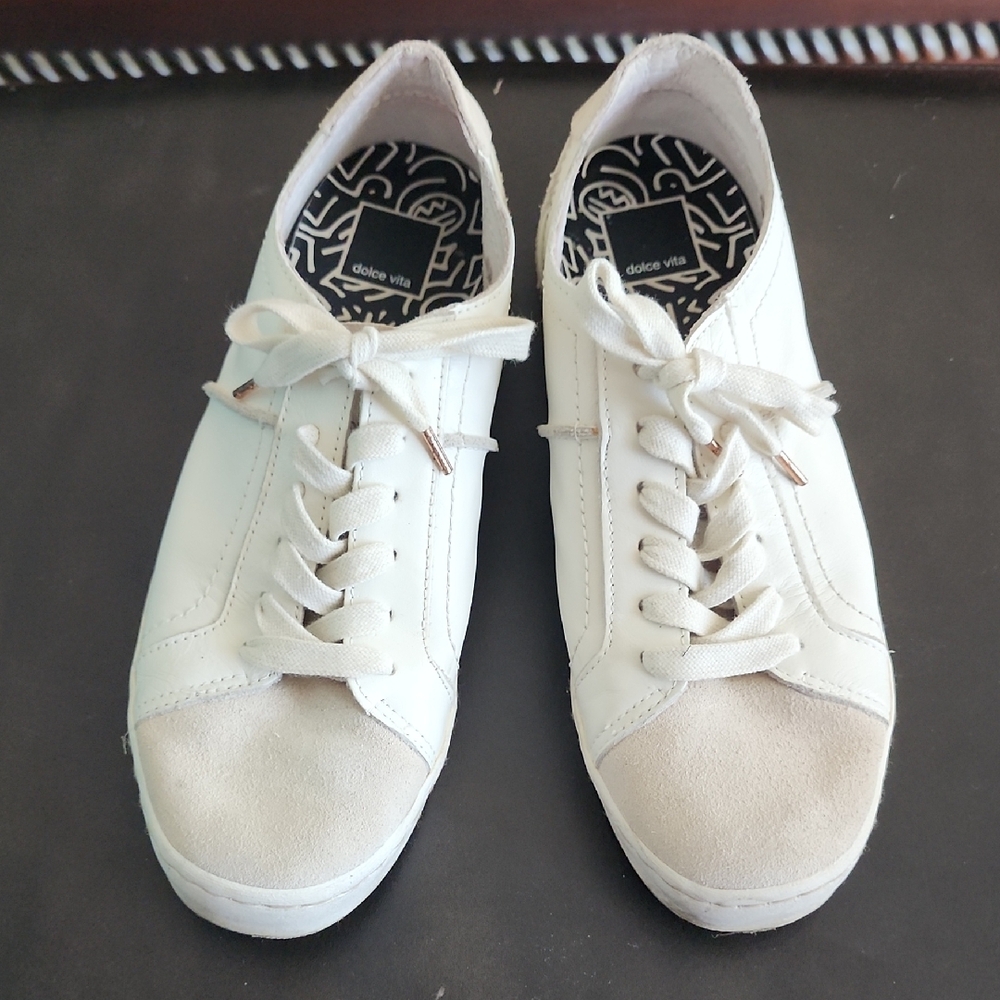 Dolce Vita White Minimalist Leather Sneakers